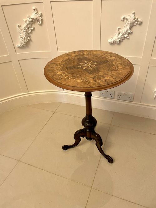 Fine Quality Antique Victorian Burr Walnut Marquetry Inlaid Circular Lamp Table 
