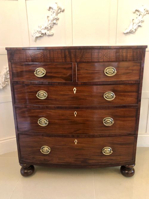 Quality Antique Regency Mahogany Bow Fronted Chest of Drawers