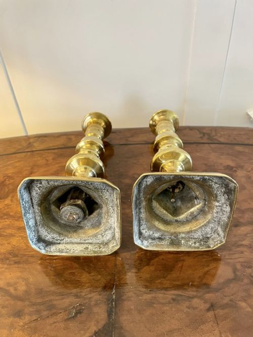 PAIR OF ANTIQUE VICTORIAN BRASS CANDLESTICKS - ADDITIONAL PHOTO 2