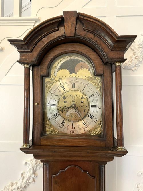 ANTIQUE GEORGE III QUALITY BRASS FACE OAK LONGCASE CLOCK BY WILLIAM LISTER - ADDITIONAL PHOTO 16