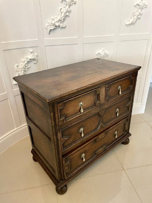 Antique Victorian Quality Oak Jacobean Chest of Drawers 
