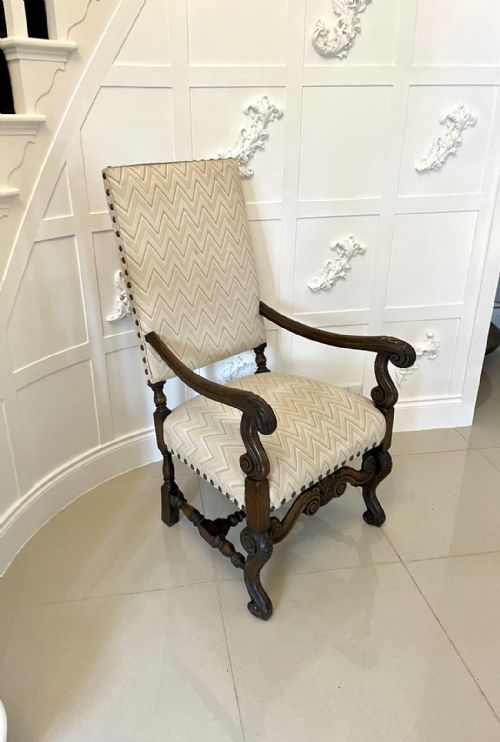 Antique Victorian Quality Carved Oak Armchair
