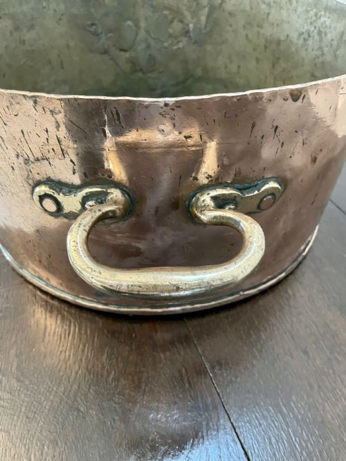 LARGE ANTIQUE GEORGE III QUALITY COPPER SAUCEPAN STAMPED LIPTONS - ADDITIONAL PHOTO 1