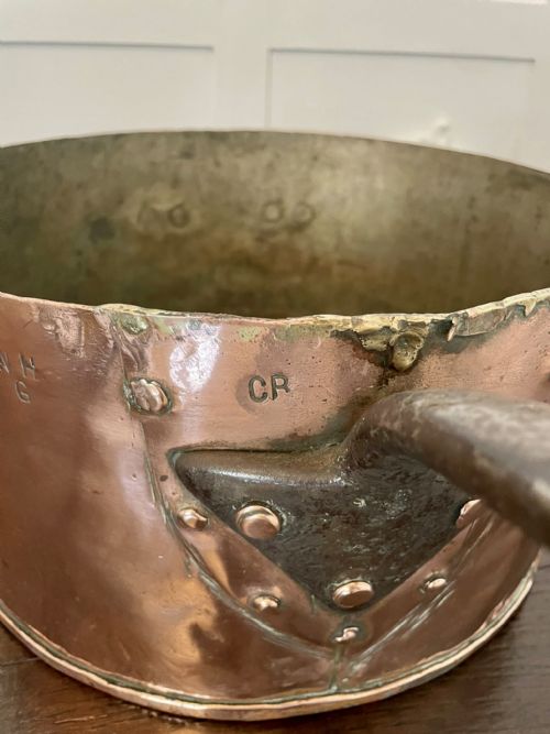 LARGE ANTIQUE GEORGE III QUALITY COPPER SAUCEPAN STAMPED LIPTONS - ADDITIONAL PHOTO 5