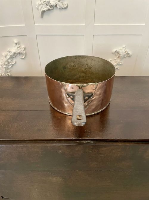 LARGE ANTIQUE GEORGE III QUALITY COPPER SAUCEPAN STAMPED LIPTONS - ADDITIONAL PHOTO 8
