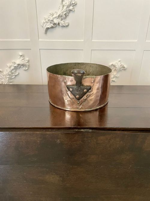 LARGE ANTIQUE GEORGE III QUALITY COPPER SAUCEPAN STAMPED LIPTONS - ADDITIONAL PHOTO 9