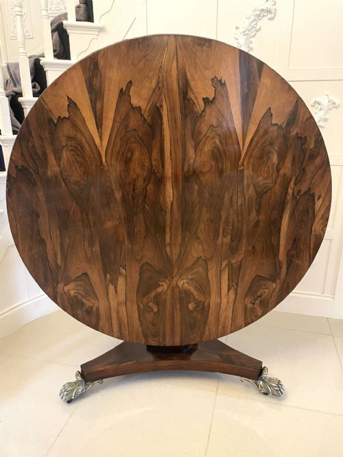 Outstanding Quality Antique Regency Rosewood Circular Centre Table with Bronze Feet 
