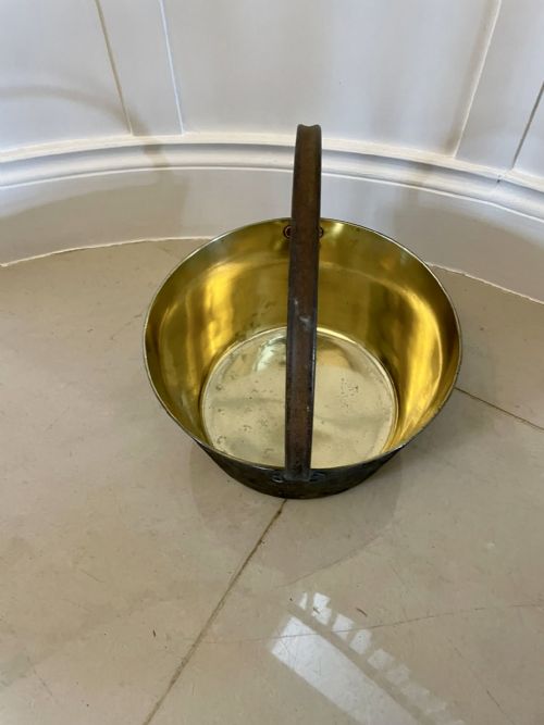 LARGE ANTIQUE VICTORIAN QUALITY BRASS PAIL - ADDITIONAL PHOTO 2