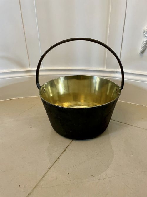 LARGE ANTIQUE VICTORIAN QUALITY BRASS PAIL - ADDITIONAL PHOTO 3