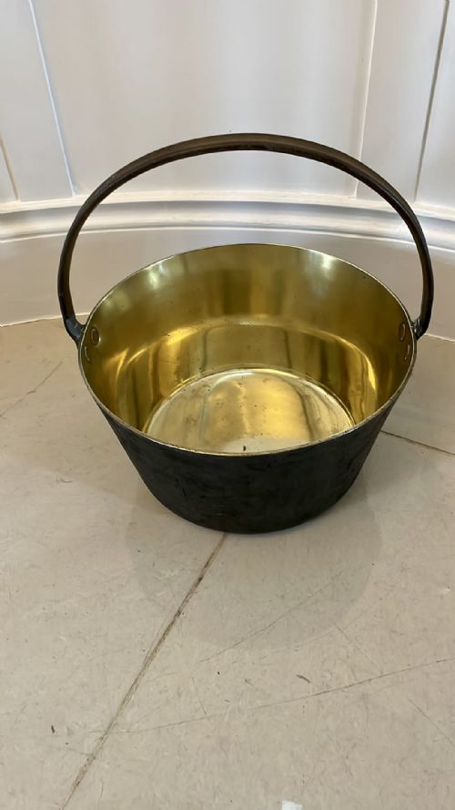 LARGE ANTIQUE VICTORIAN QUALITY BRASS PAIL - ADDITIONAL PHOTO 5