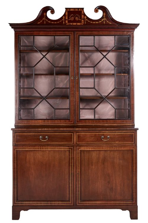 Outstanding Quality Antique Victorian Mahogany Inlaid Astral Glazed Bookcase
