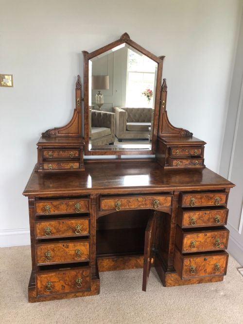 fig 1. Outstanding Quality Antique Victorian Burr Walnut Dressing/Vanity Table by Maple & Co.London