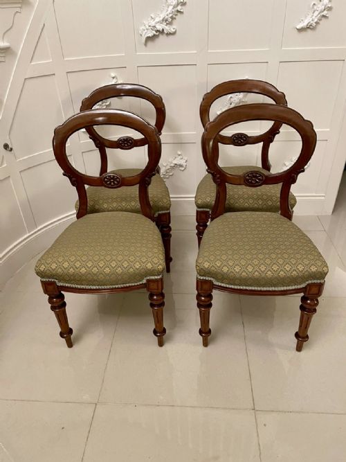 Antique Victorian Quality Mahogany Set of Four Balloon Back Chairs 
