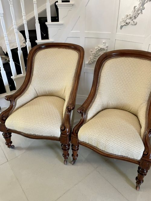 UNUSUAL PAIR OF ANTIQUE VICTORIAN QUALITY MAHOGANY ARMCHAIRS - ADDITIONAL PHOTO 13