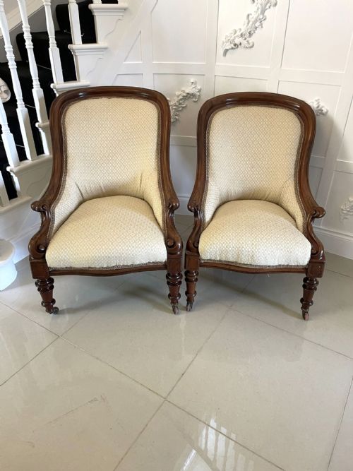 UNUSUAL PAIR OF ANTIQUE VICTORIAN QUALITY MAHOGANY ARMCHAIRS - ADDITIONAL PHOTO 14
