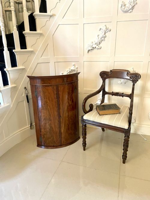ANTIQUE GEORGE III QUALITY MAHOGANY BOW FRONTED HANGING CORNER CABINET - ADDITIONAL PHOTO 5