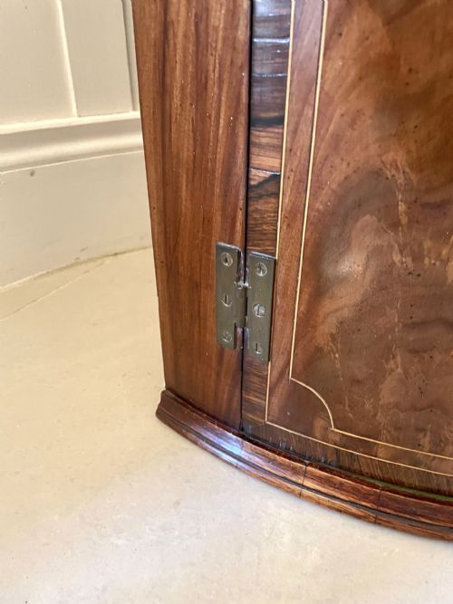 ANTIQUE GEORGE III QUALITY MAHOGANY BOW FRONTED HANGING CORNER CABINET - ADDITIONAL PHOTO 6