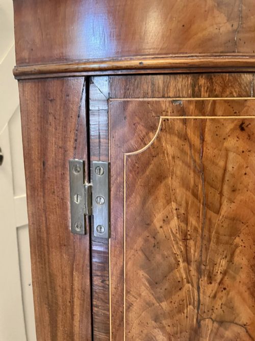 ANTIQUE GEORGE III QUALITY MAHOGANY BOW FRONTED HANGING CORNER CABINET - ADDITIONAL PHOTO 8