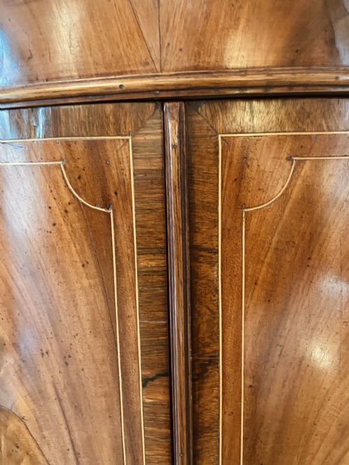 ANTIQUE GEORGE III QUALITY MAHOGANY BOW FRONTED HANGING CORNER CABINET - ADDITIONAL PHOTO 9