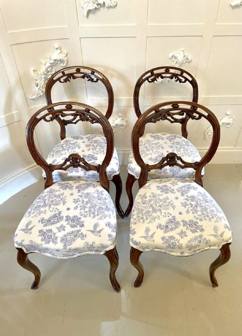 Quality Antique Victorian Set of Four Walnut Dining Chairs 
