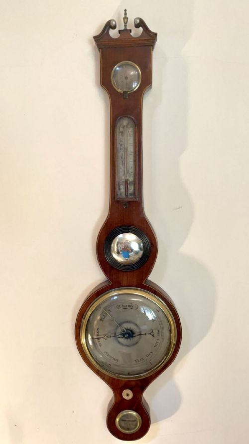 George III Antique Quality Mahogany Banjo Barometer 
