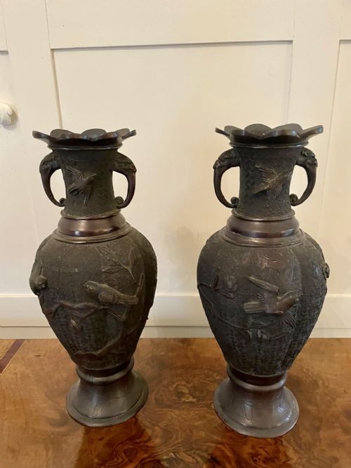 Pair of Quality Antique  Japanese Bronze Vases

pair of Quality Antique  Japanese Bronze Vases

