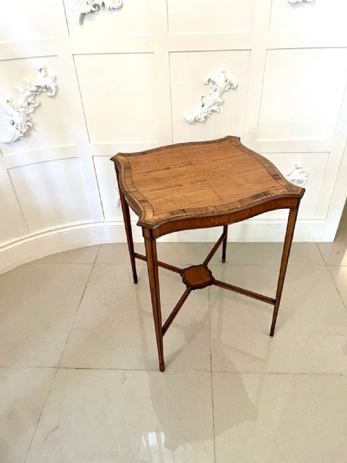 Fine Quality Antique Victorian Satinwood Inlaid Lamp Table by Edwards & Roberts, London.
