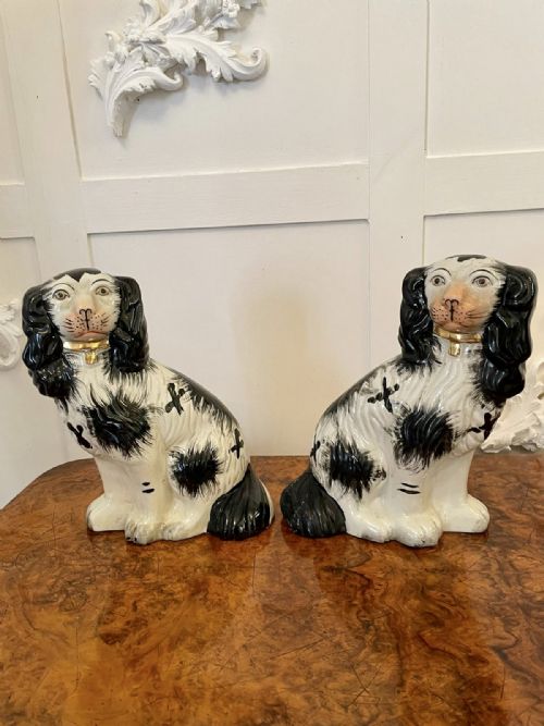 Pair of Antique Victorian Staffordshire Dogs 
