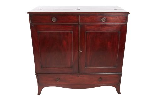 ANTIQUE GEORGE III 18TH CENTURY MAHOGANY GENTLEMANS WARDROBELINEN PRESS - ADDITIONAL PHOTO 10