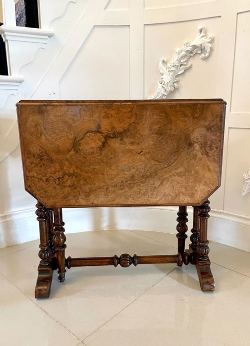 Antique Victorian Quality Burr Walnut Small Sutherland Table 
