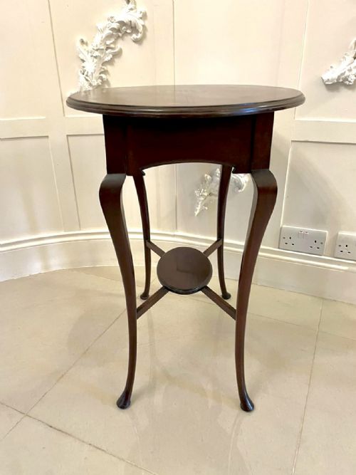 QUALITY ANTIQUE ART NOUVEAU INLAID MAHOGANY OVAL LAMP TABLE - ADDITIONAL PHOTO 5