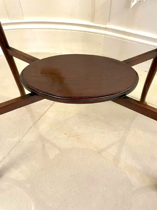 QUALITY ANTIQUE ART NOUVEAU INLAID MAHOGANY OVAL LAMP TABLE - ADDITIONAL PHOTO 8