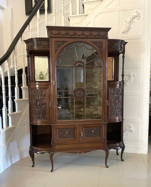Fine Quality Antique Victorian Carved Mahogany Display Cabinet 
