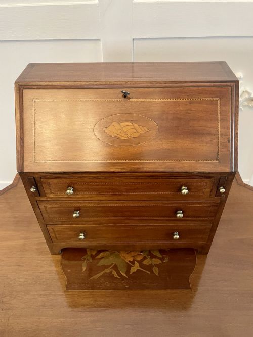 Antique Edwardian Quality Mahogany Inlaid Miniature Bureau 
