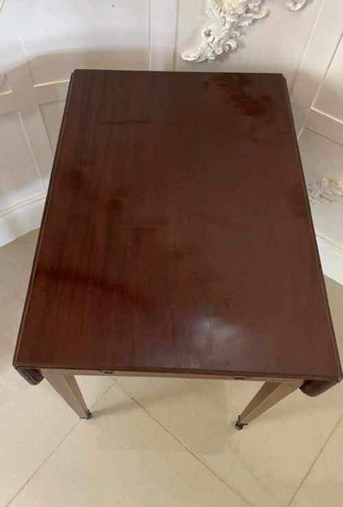 ANTIQUE GEORGE III QUALITY MAHOGANY INLAID PEMBROKE TABLE - ADDITIONAL PHOTO 2