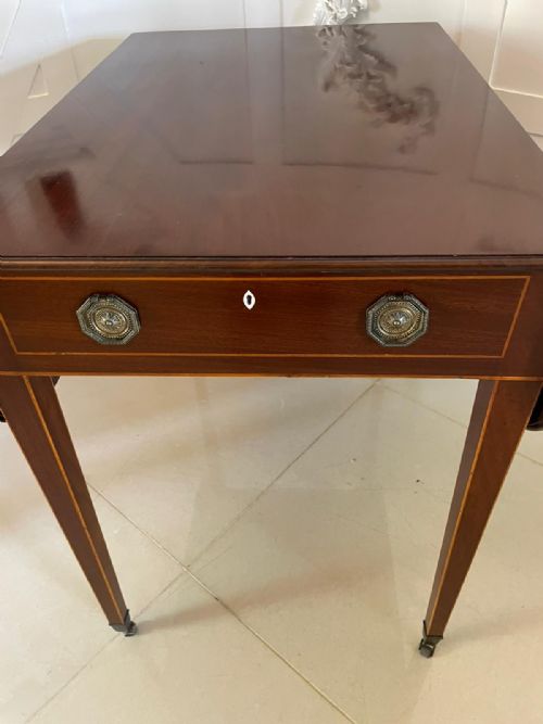 ANTIQUE GEORGE III QUALITY MAHOGANY INLAID PEMBROKE TABLE - ADDITIONAL PHOTO 3