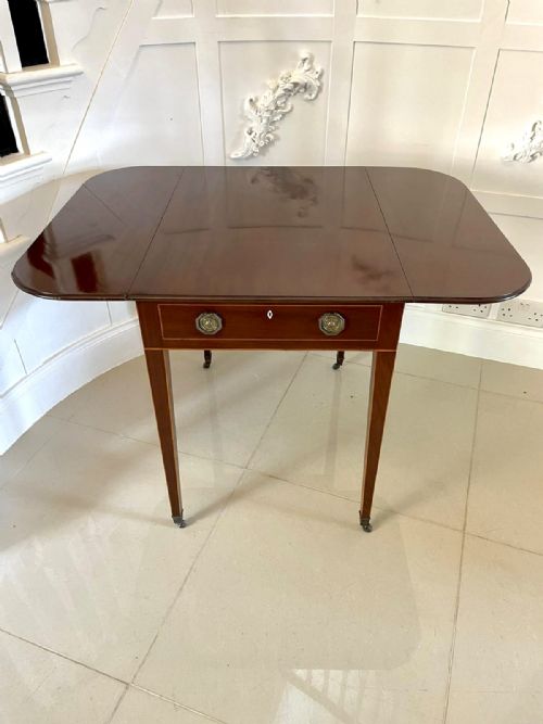 ANTIQUE GEORGE III QUALITY MAHOGANY INLAID PEMBROKE TABLE - ADDITIONAL PHOTO 4
