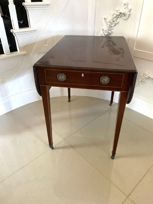 ANTIQUE GEORGE III QUALITY MAHOGANY INLAID PEMBROKE TABLE - ADDITIONAL PHOTO 6