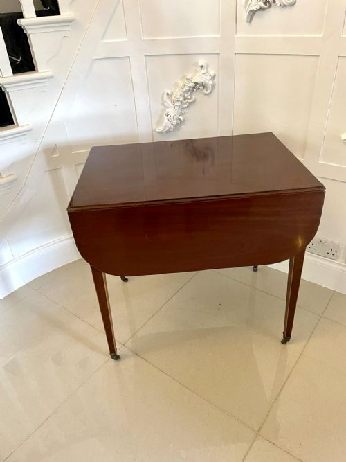 ANTIQUE GEORGE III QUALITY MAHOGANY INLAID PEMBROKE TABLE - ADDITIONAL PHOTO 7