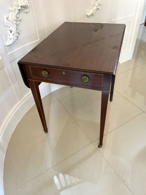 ANTIQUE GEORGE III QUALITY MAHOGANY INLAID PEMBROKE TABLE - ADDITIONAL PHOTO 9