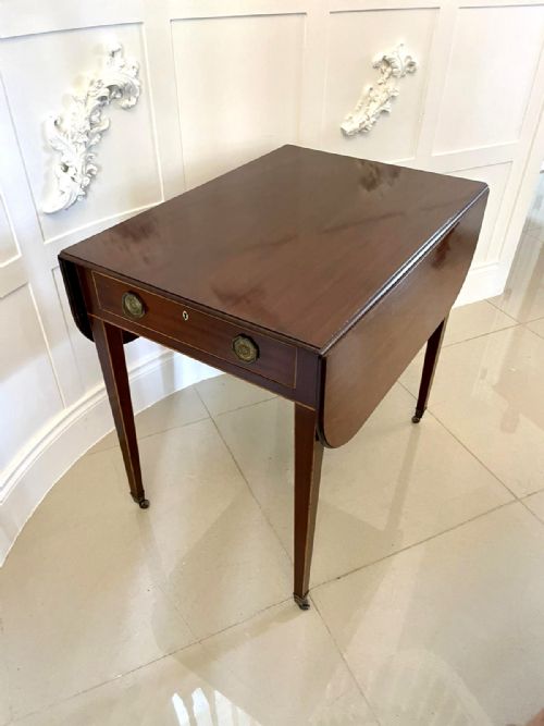 ANTIQUE GEORGE III QUALITY MAHOGANY INLAID PEMBROKE TABLE - ADDITIONAL PHOTO 10