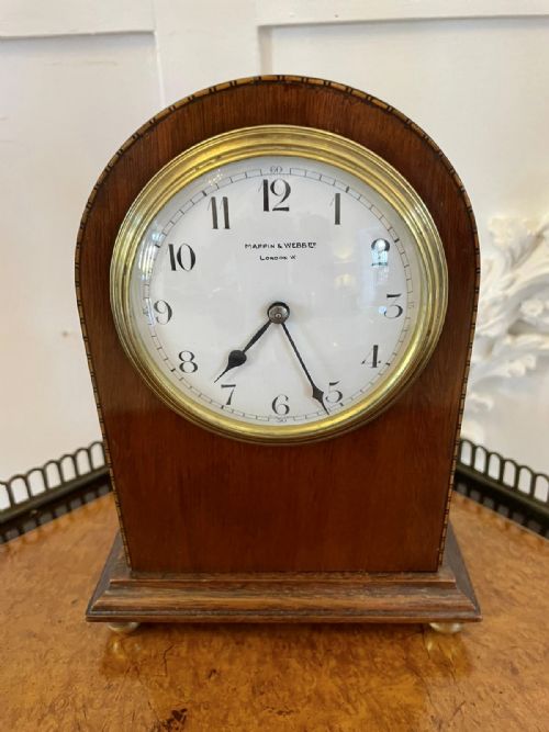 Quality Antique Inlaid Mahogany Mantel Clock by Mappin & Webb, London
