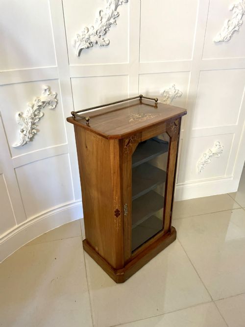 Antique Victorian Inlaid Walnut Music Cabinet  

