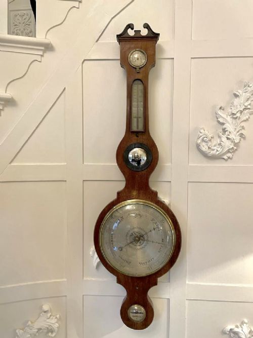 Large Antique George III Quality Mahogany Banjo Barometer