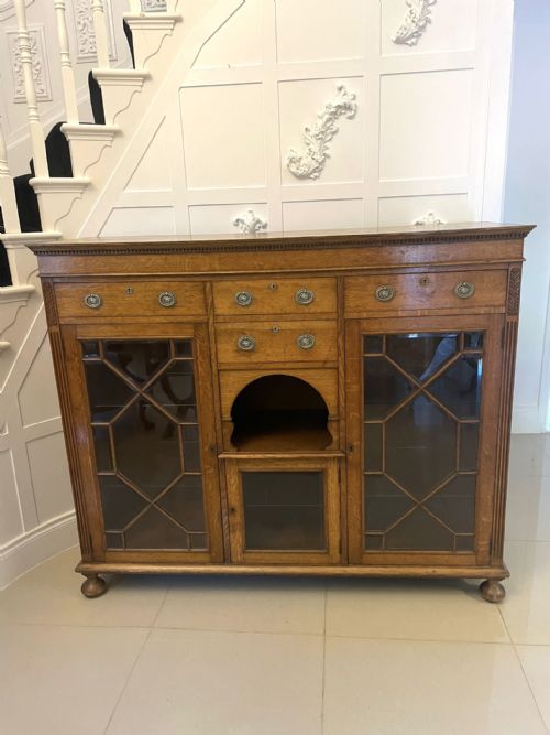 Antique Victorian Quality Oak Display Cabinet