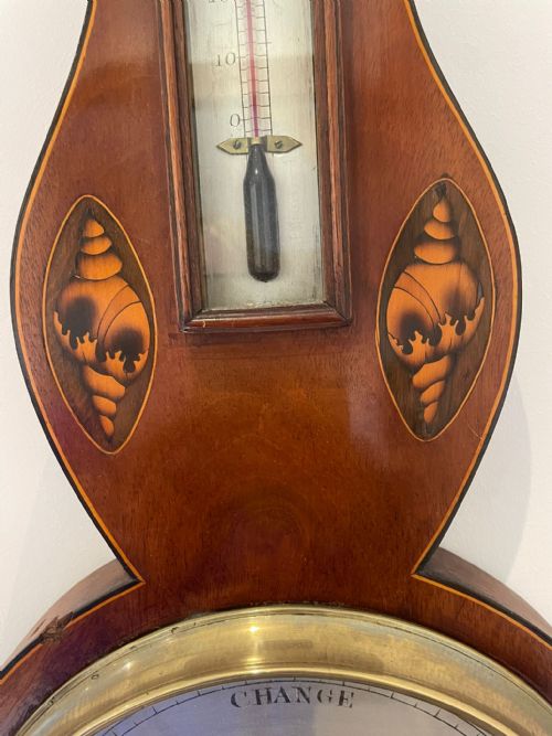 ANTIQUE GEORGE III QUALITY MAHOGANY BANJO BAROMETER - ADDITIONAL PHOTO 2