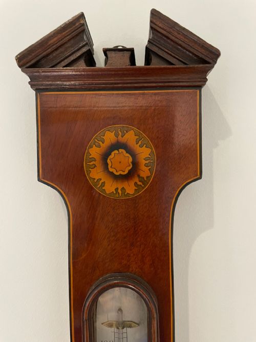 ANTIQUE GEORGE III QUALITY MAHOGANY BANJO BAROMETER - ADDITIONAL PHOTO 3