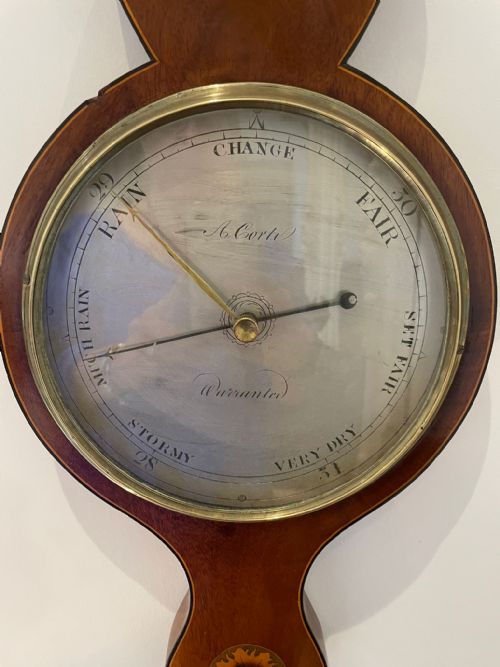 ANTIQUE GEORGE III QUALITY MAHOGANY BANJO BAROMETER - ADDITIONAL PHOTO 6