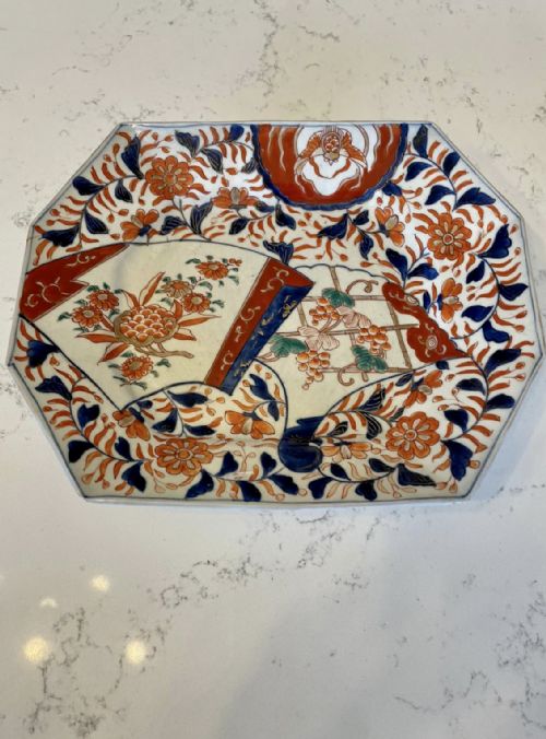 Unusual Antique Shaped Hand Painted Imari Dish