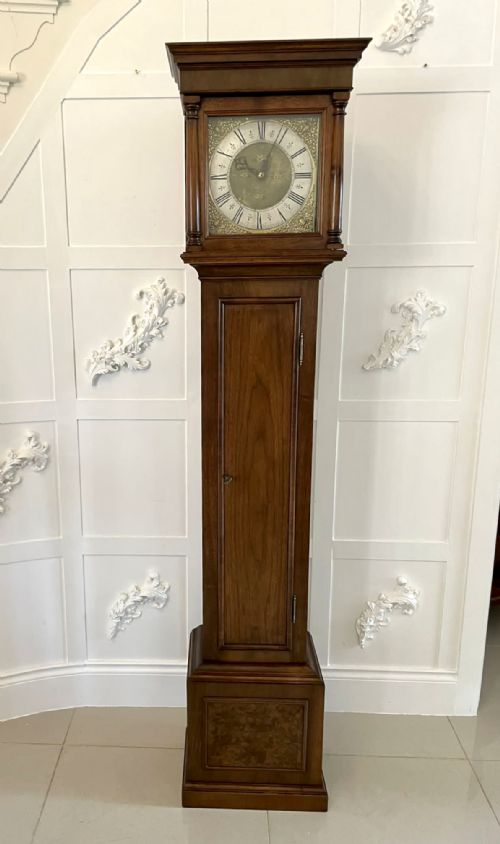 Antique Brass Face Quality Walnut Long Case Clock by George Rice of Rudgely 
